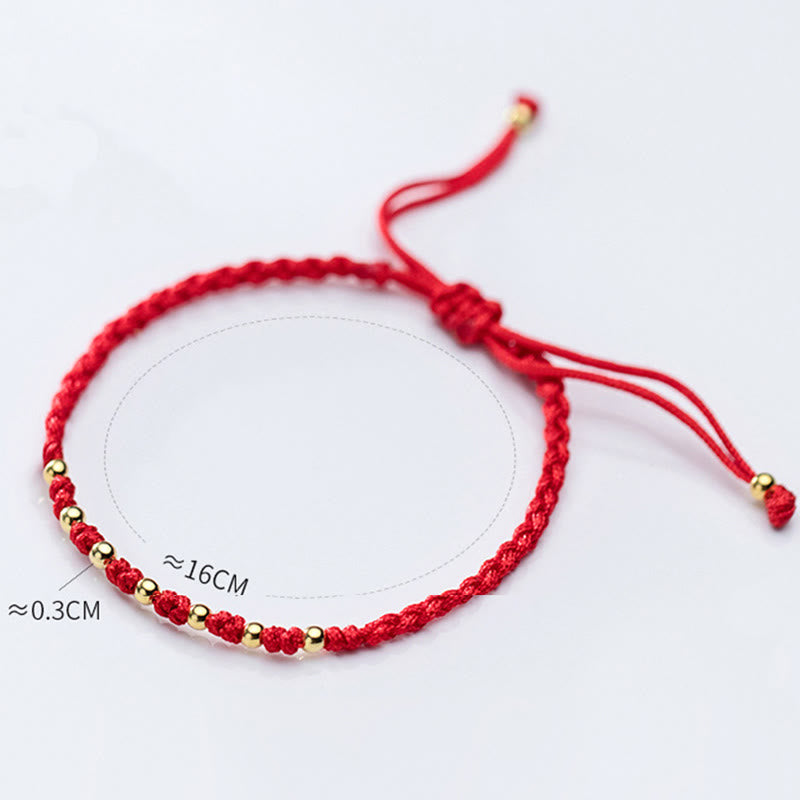 Buddha Stones 925 Sterling Silver Plated Gold Beads Red String Braided Protection Bracelet - image 14