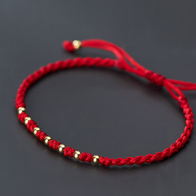 Buddha Stones 925 Sterling Silver Plated Gold Beads Red String Braided Protection Bracelet - image 13