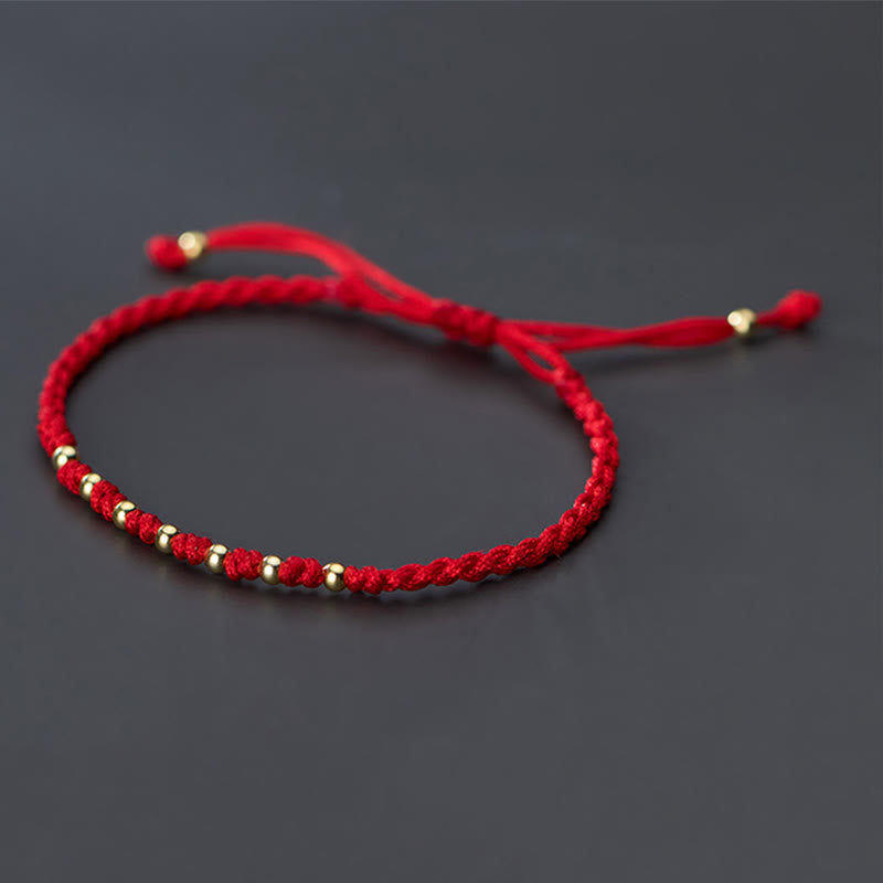 Buddha Stones 925 Sterling Silver Plated Gold Beads Red String Braided Protection Bracelet - image 10