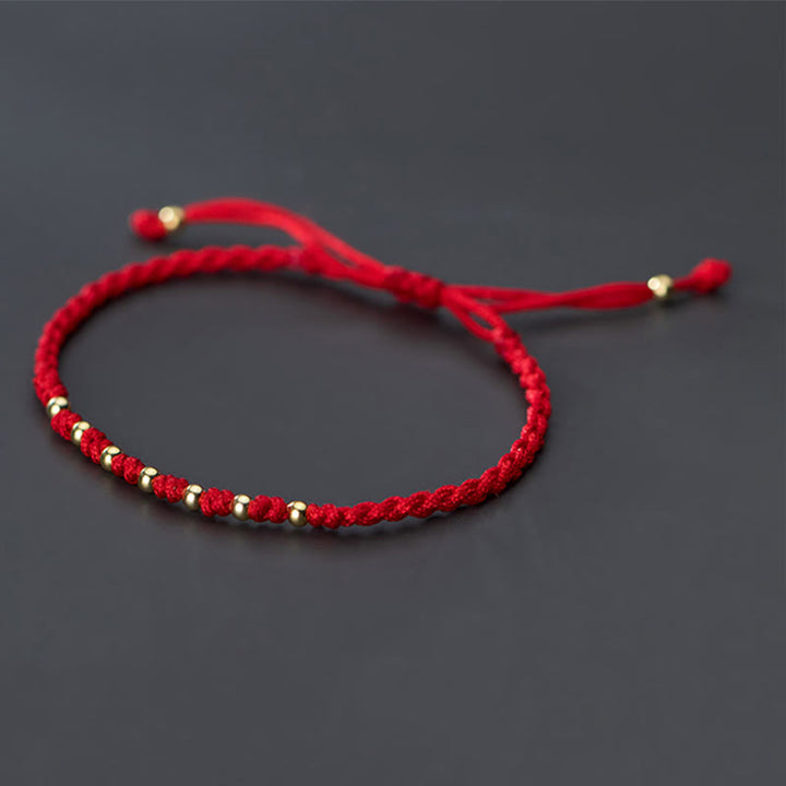 Buddha Stones 925 Sterling Silver Plated Gold Beads Red String Braided Protection Bracelet - image 10