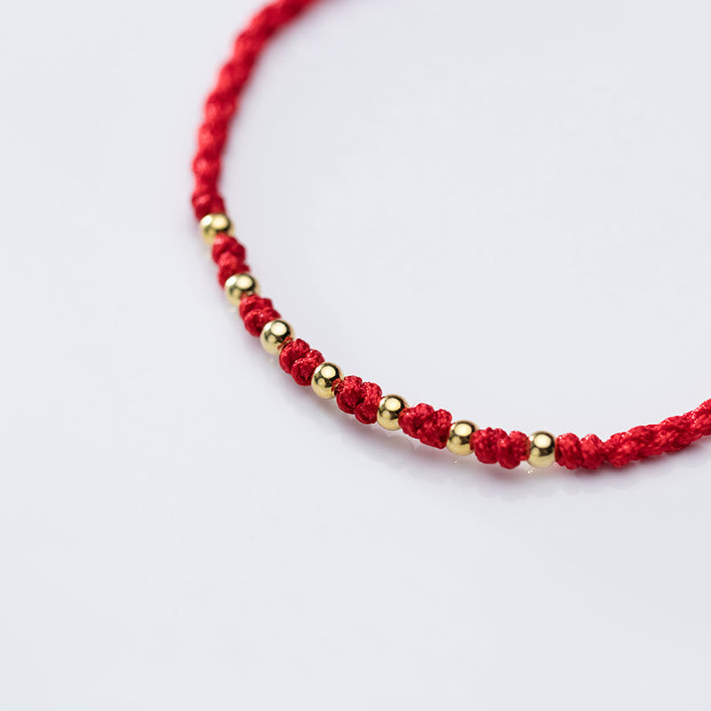 Buddha Stones 925 Sterling Silver Plated Gold Beads Red String Braided Protection Bracelet - image 15