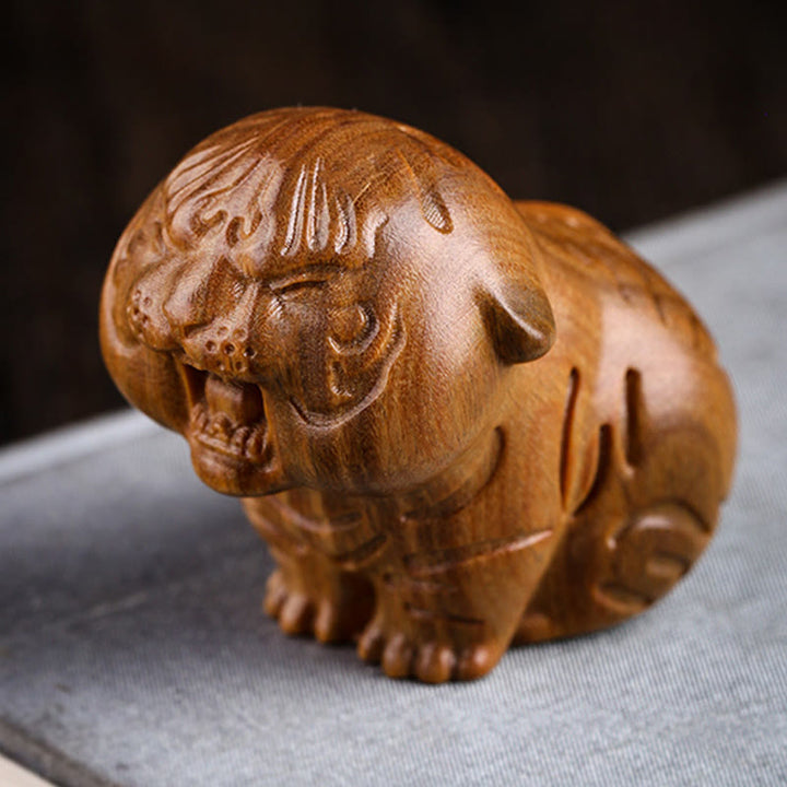 Buddha Stones Green Sandalwood Cute Tiger Animals Positive Decoration - image 8