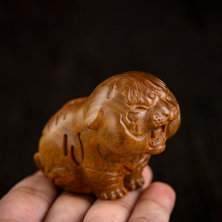 Buddha Stones Green Sandalwood Cute Tiger Animals Positive Decoration - image 5