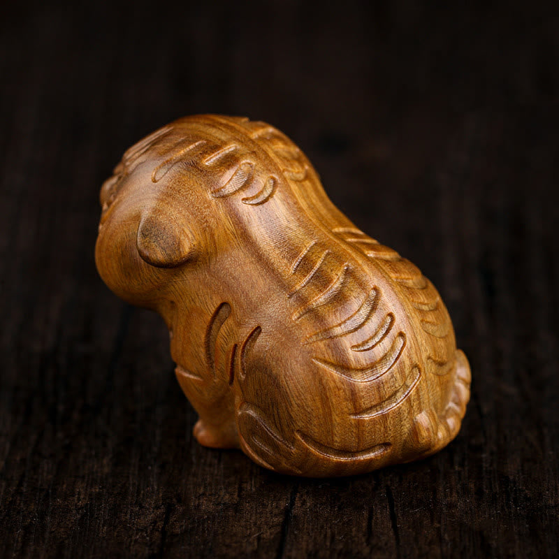 Buddha Stones Green Sandalwood Cute Tiger Animals Positive Decoration - image 3