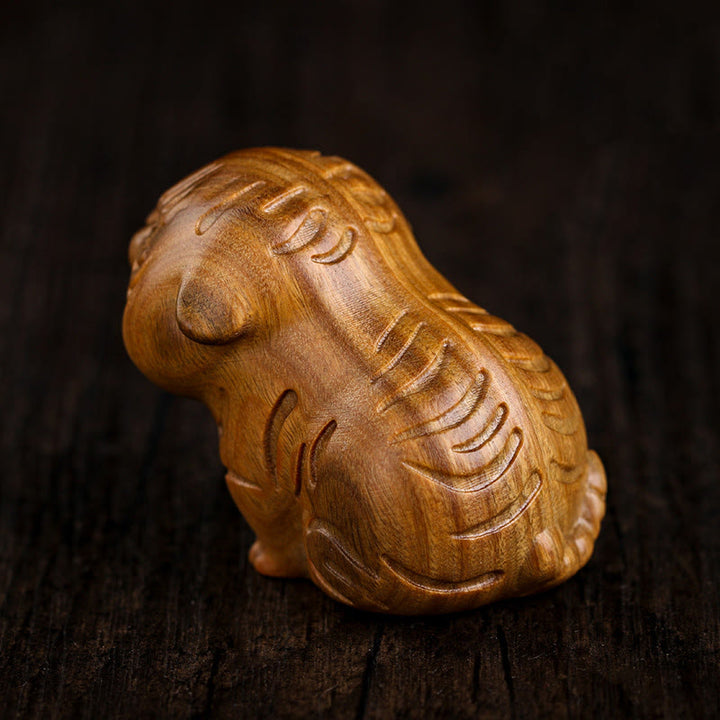 Buddha Stones Green Sandalwood Cute Tiger Animals Positive Decoration - image 3