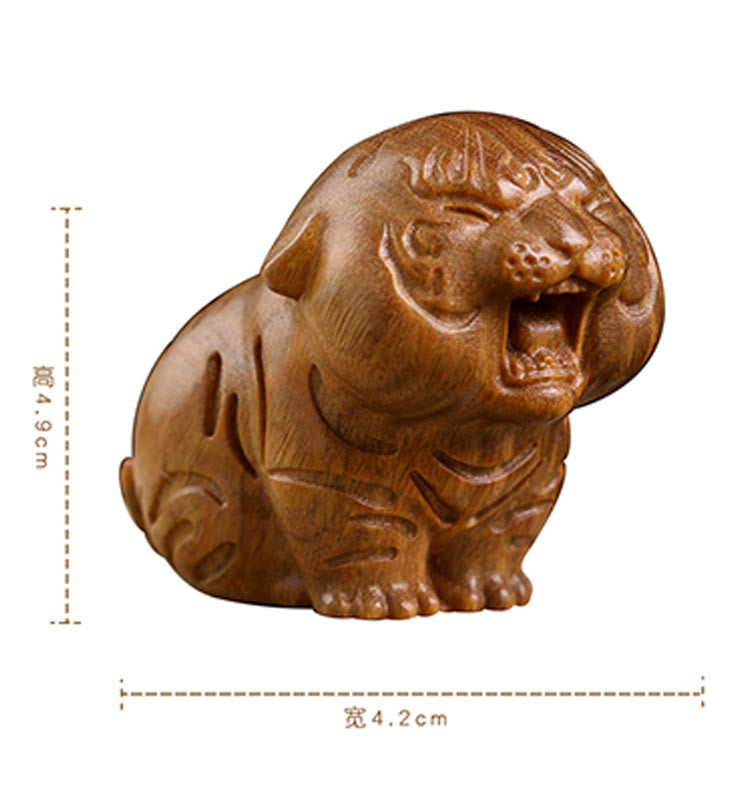 Buddha Stones Green Sandalwood Cute Tiger Animals Positive Decoration - image 13