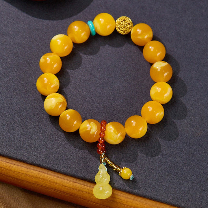 Buddha Stones Amber Gourd Multilayer Confidence Bracelet - 12mm Amber(Wrist Circumference: 14-16cm) - image 1
