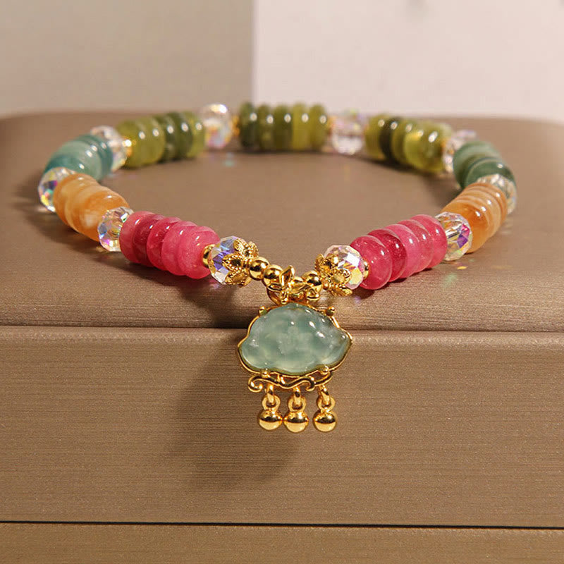 Buddha Stones Colorful Abacus Beads Auspicious Cloud Tourmaline Positive Bracelet - Tourmaline(Wrist Circumference: 16-18cm) - image 1