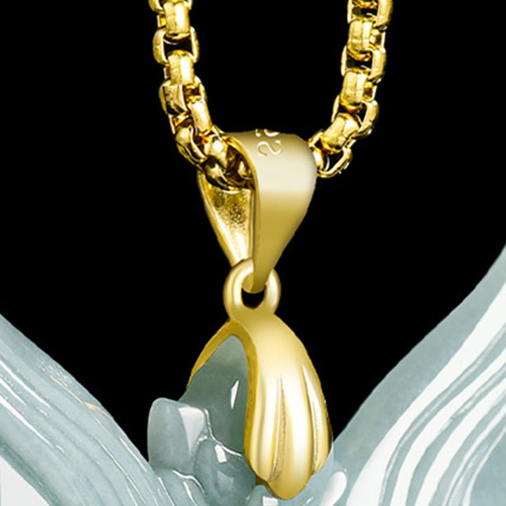 Buddha Stones Fox Mask Jade Titanium Steel Necklace Luck Pendant - image 3