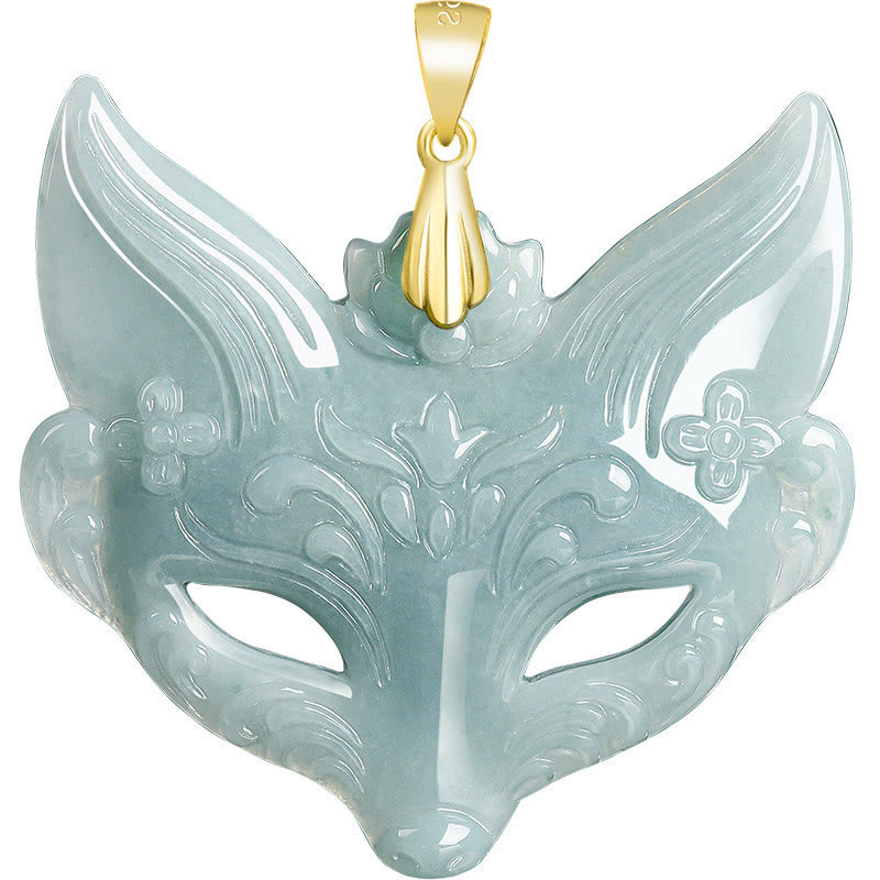 Buddha Stones Fox Mask Jade Titanium Steel Necklace Luck Pendant - image 13