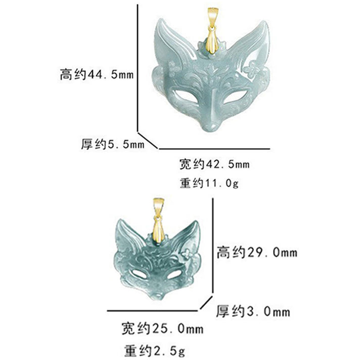 Buddha Stones Fox Mask Jade Titanium Steel Necklace Luck Pendant - image 12