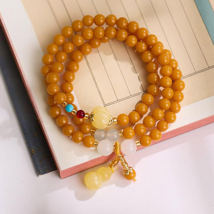Buddha Stones Amber Gourd Multilayer Confidence Bracelet - 6mm Amber(Wrist Circumference: 14-16cm) - image 10
