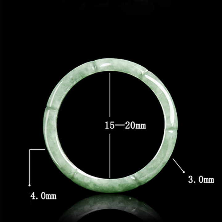 Buddha Stones Natural Bamboo Design Jade Abundance Ring - image 9