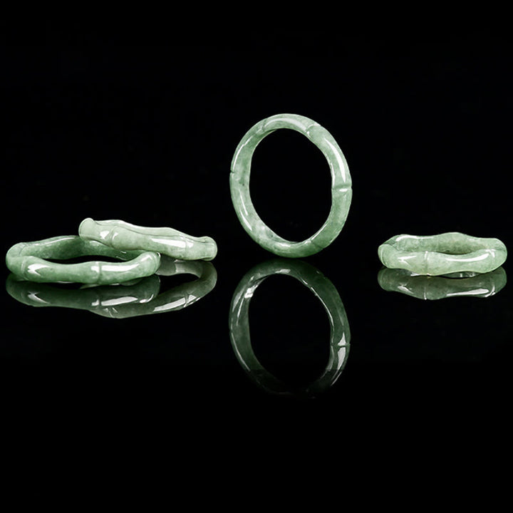 Buddha Stones Natural Bamboo Design Jade Abundance Ring - image 10