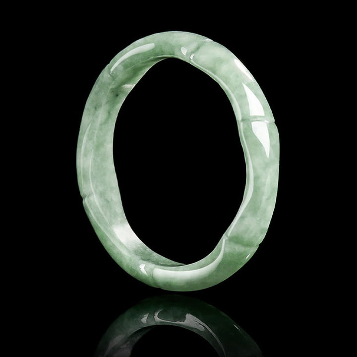 Buddha Stones Natural Bamboo Design Jade Abundance Ring - image 2