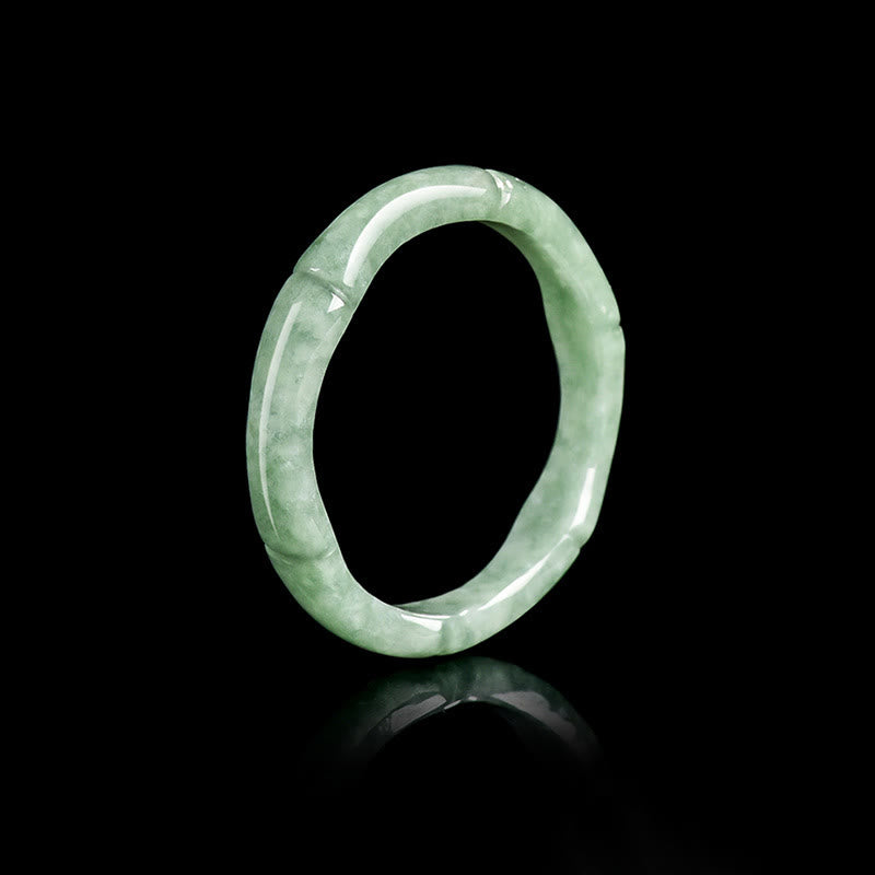 Buddha Stones Natural Bamboo Design Jade Abundance Ring - 22mm - image 1