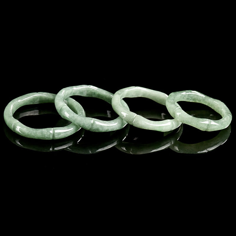 Buddha Stones Natural Bamboo Design Jade Abundance Ring - image 12