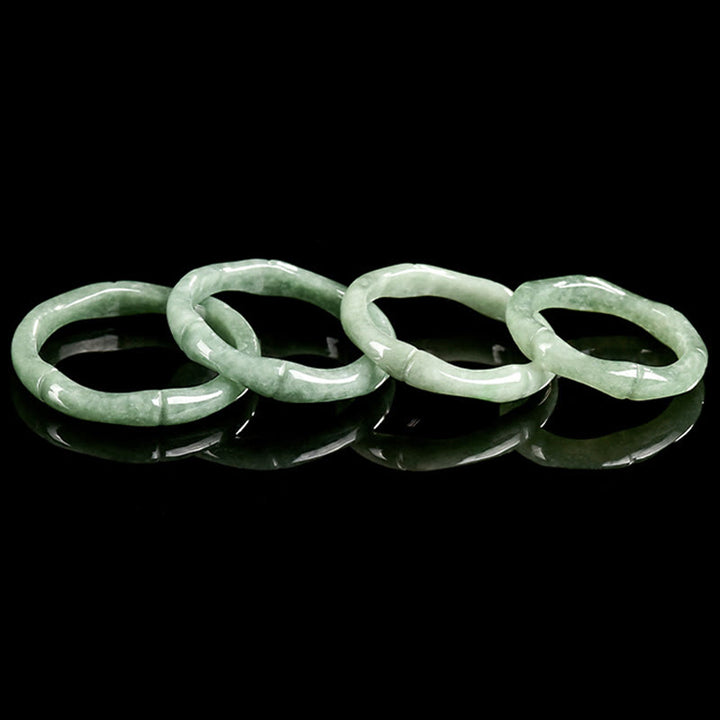Buddha Stones Natural Bamboo Design Jade Abundance Ring - image 12