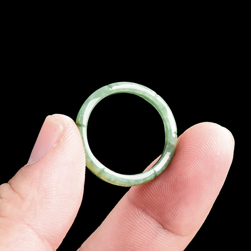 Buddha Stones Natural Bamboo Design Jade Abundance Ring - image 5