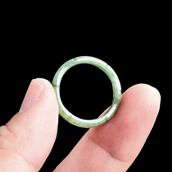 Buddha Stones Natural Bamboo Design Jade Abundance Ring - image 5