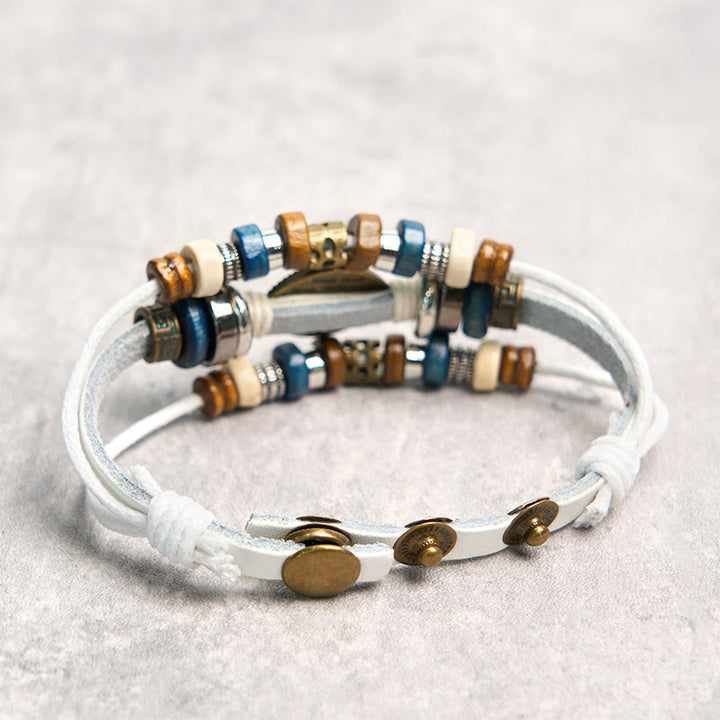 Buddha Stones Tibetan Evil Eye Leather Adjustable Protection Bracelet