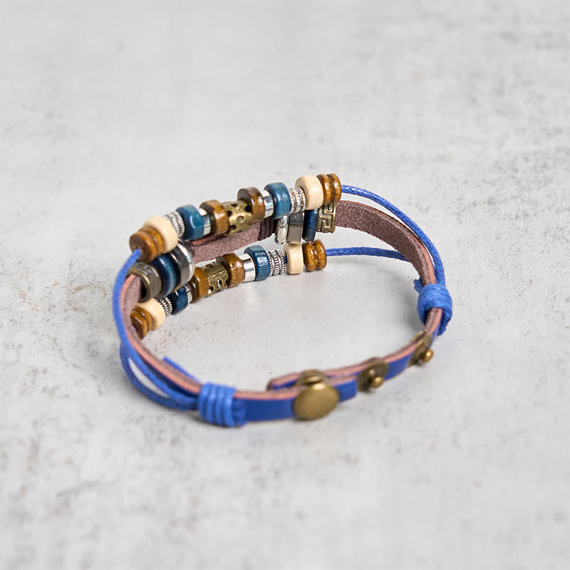 Buddha Stones Tibetan Evil Eye Leather Adjustable Protection Bracelet