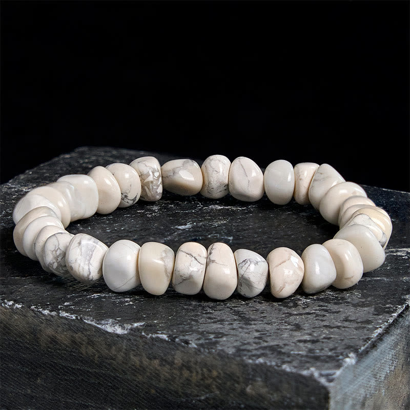 Buddha Stones White Turquoise Irregular Blocks Courage Bracelet