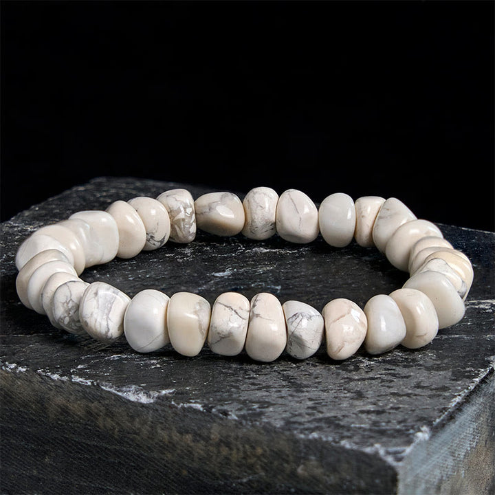 Buddha Stones White Turquoise Irregular Blocks Courage Bracelet