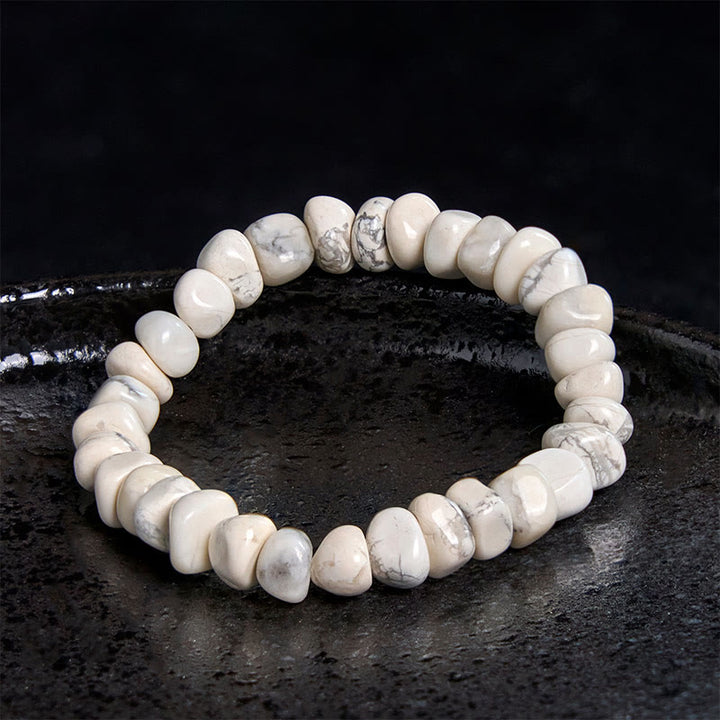 Buddha Stones White Turquoise Irregular Blocks Courage Bracelet