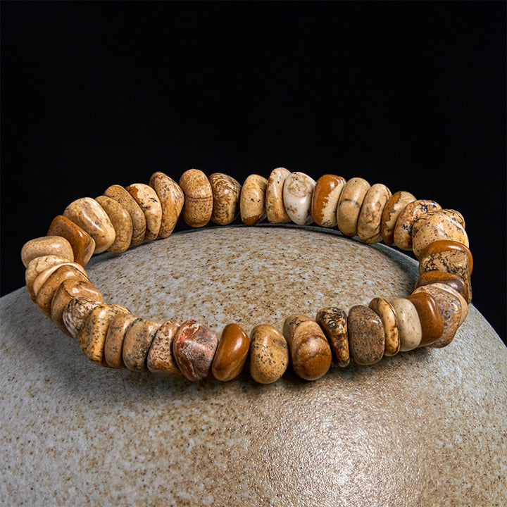 Buddha Stones Picture Jasper Irregular Blocks Balance Bracelet