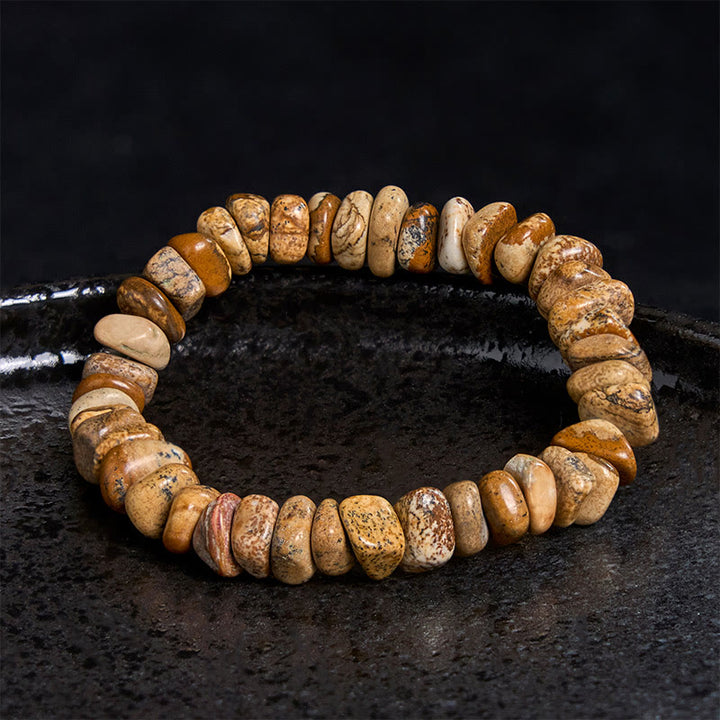 Buddha Stones Picture Jasper Irregular Blocks Balance Bracelet