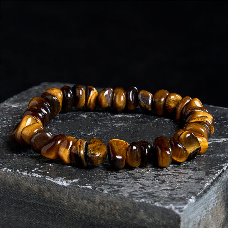 Buddha Stones Tiger Eye Irregular Blocks Courage Bracelet