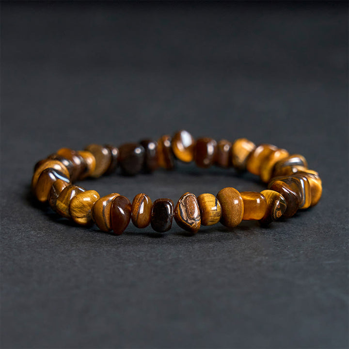 Buddha Stones Tiger Eye Irregular Blocks Courage Bracelet