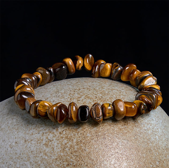Buddha Stones Tiger Eye Irregular Blocks Courage Bracelet