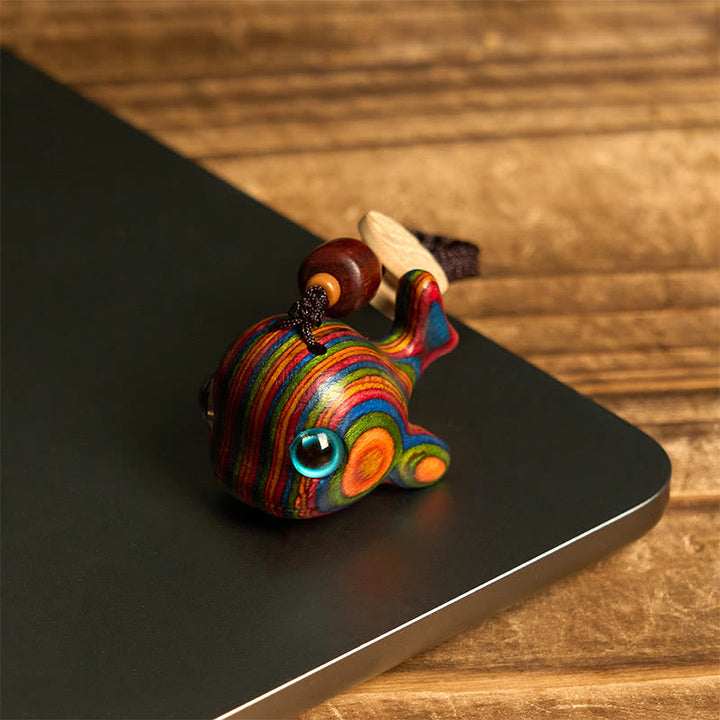 Buddha Stones Rainbow Eucalyptus Dolphin Carved Positive Key Chain Phone Hanging Decoration - image 4