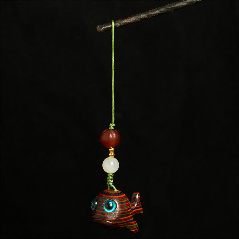 Buddha Stones Rainbow Eucalyptus Dolphin Carved Positive Key Chain Phone Hanging Decoration - image 11