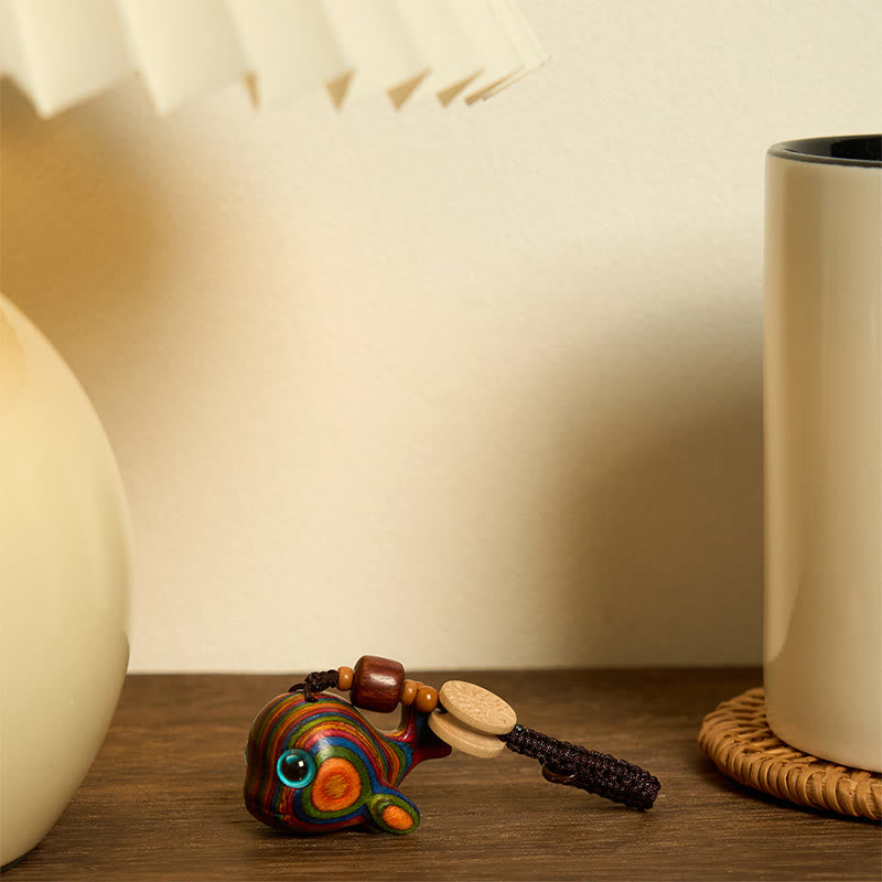 Buddha Stones Rainbow Eucalyptus Dolphin Carved Positive Key Chain Phone Hanging Decoration - image 7