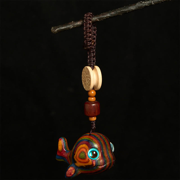 Buddha Stones Rainbow Eucalyptus Dolphin Carved Positive Key Chain Phone Hanging Decoration - image 2