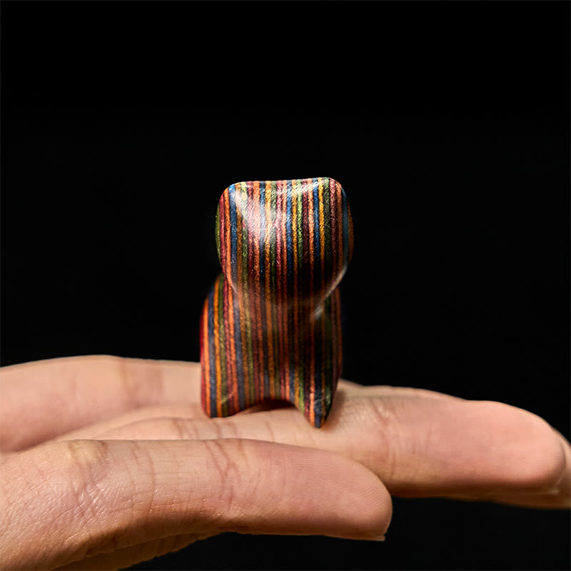 Buddha Stones Mini Rainbow Eucalyptus Walking Cat Carved Reduce Stress Decoration - image 5