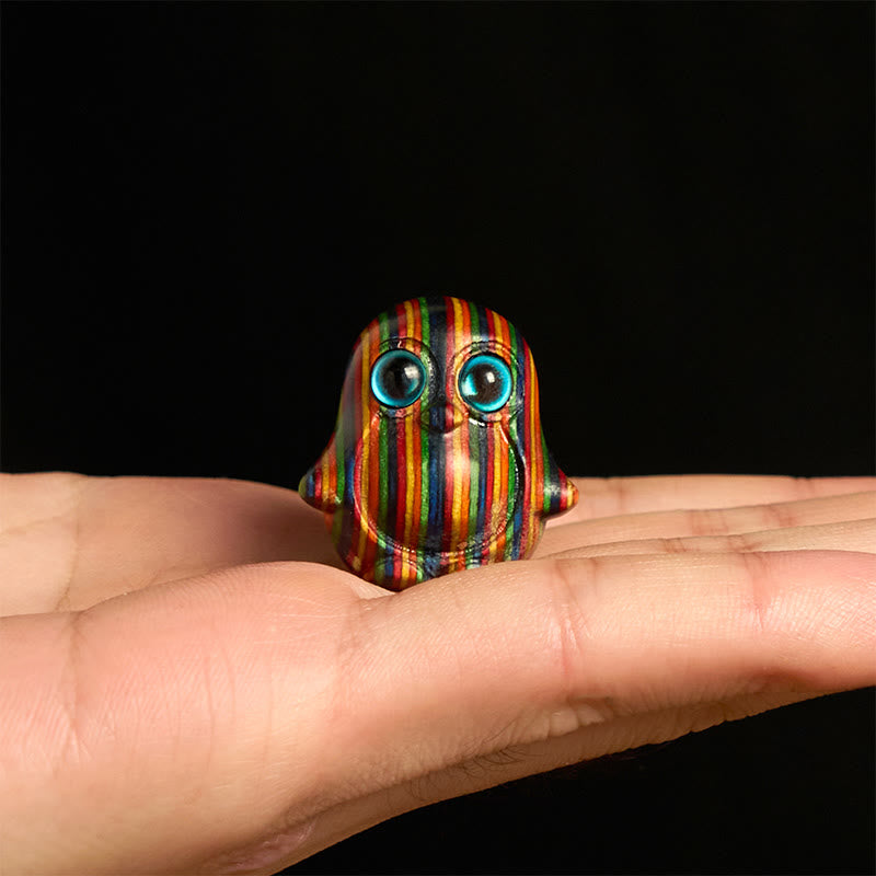 Buddha Stones 2Pcs Mini Rainbow Eucalyptus Penguin Carved Creativity Decoration - image 4