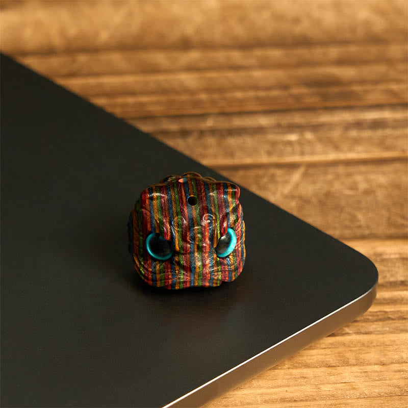 Buddha Stones 2Pcs Mini Rainbow Eucalyptus Dancing Lion Carved Balance Decoration - image 5