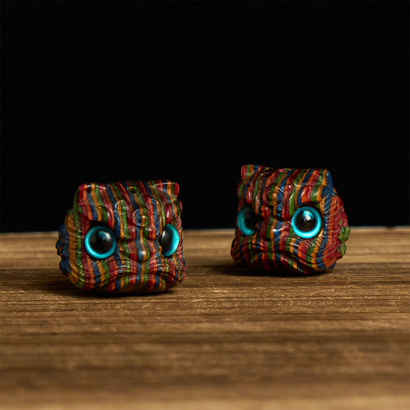 Buddha Stones 2Pcs Mini Rainbow Eucalyptus Dancing Lion Carved Balance Decoration - image 2