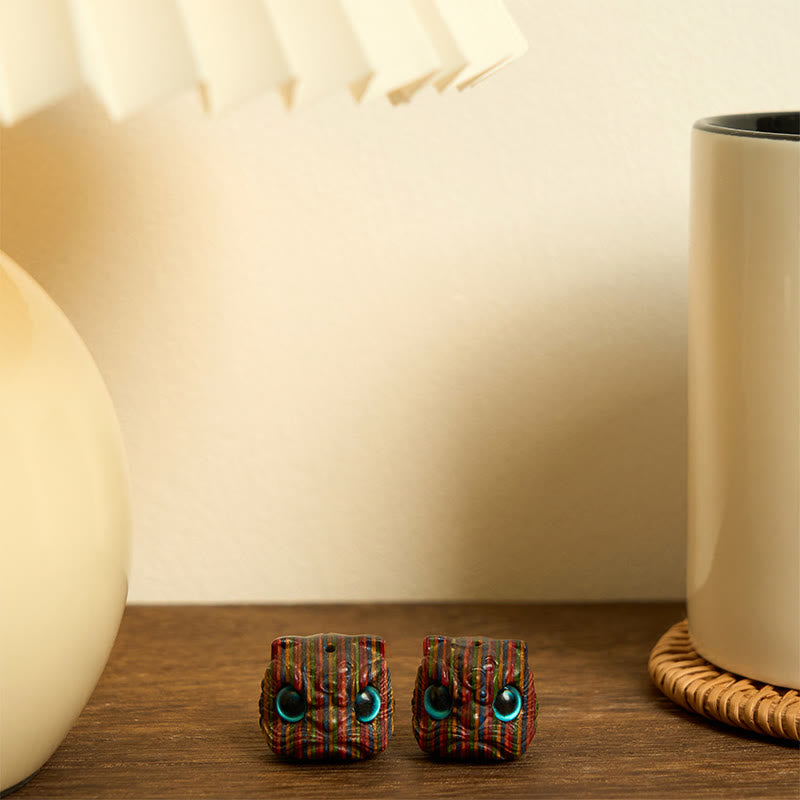 Buddha Stones 2Pcs Mini Rainbow Eucalyptus Dancing Lion Carved Balance Decoration - image 6