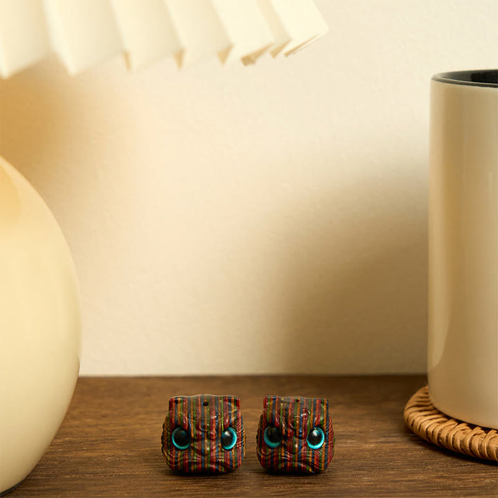 Buddha Stones 2Pcs Mini Rainbow Eucalyptus Dancing Lion Carved Balance Decoration - image 6