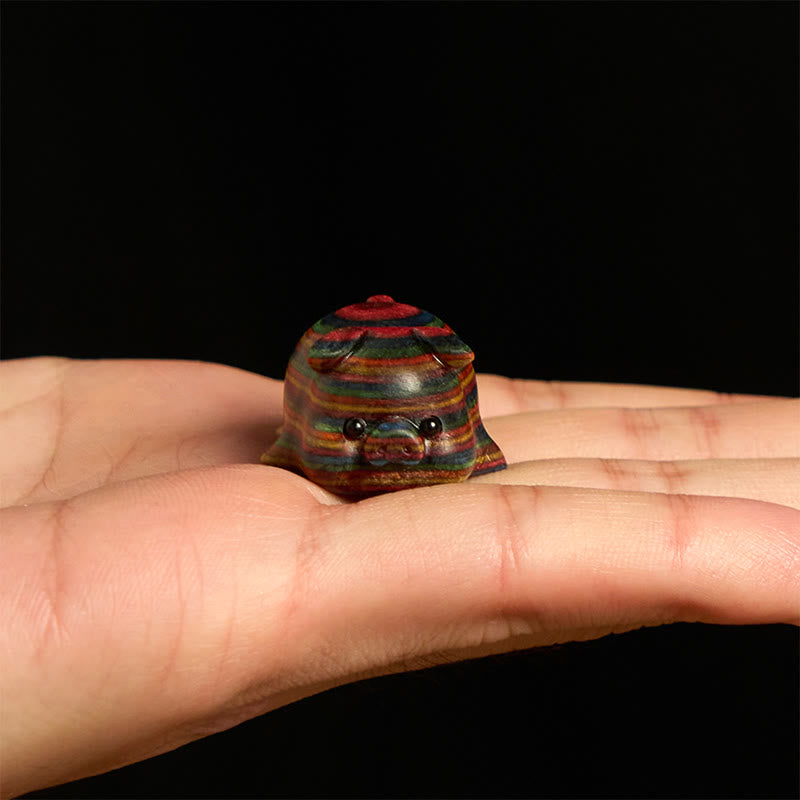 Buddha Stones 2Pcs Mini Rainbow Eucalyptus Pig Carved Positive Decoration - image 3