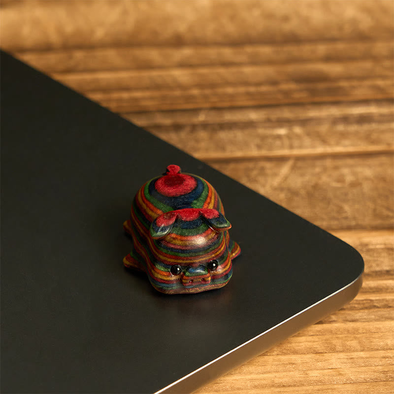 Buddha Stones 2Pcs Mini Rainbow Eucalyptus Pig Carved Positive Decoration - image 5