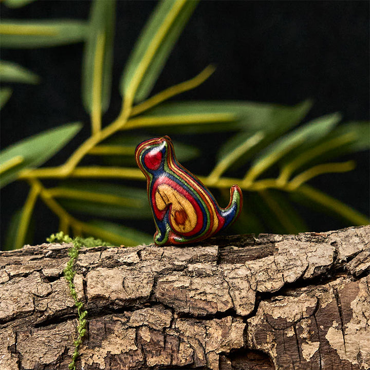 Buddha Stones 2Pcs Mini Rainbow Eucalyptus Sitting Cat Carved Reduce Stress Decoration - image 18