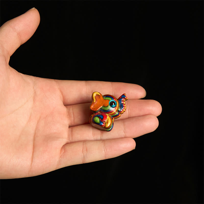 Buddha Stones 2Pcs Mini Rainbow Eucalyptus Elephant Carved Strength Decoration