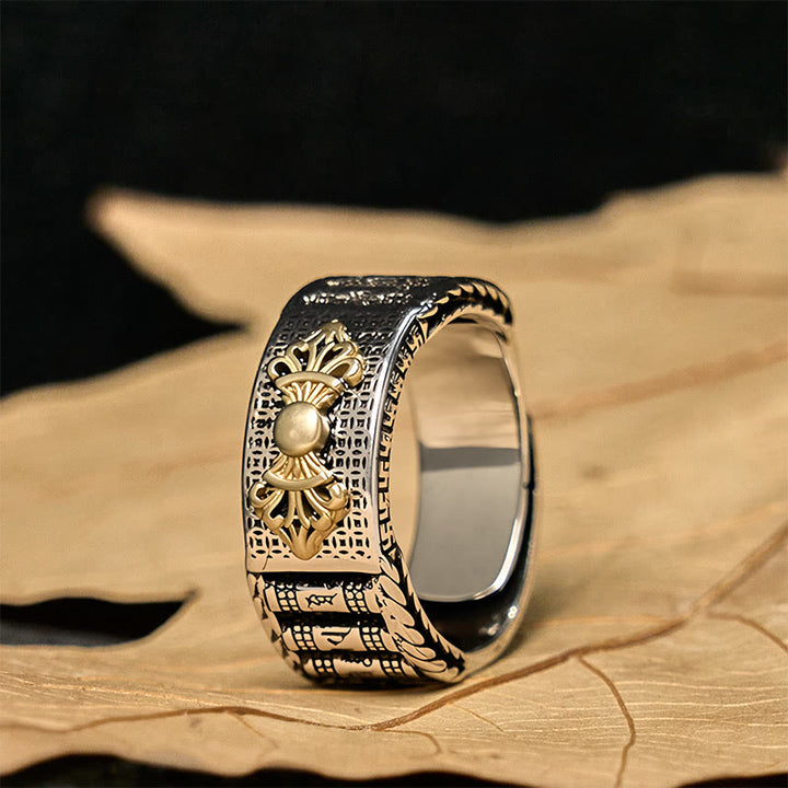 Buddha Stones Vintage Prayer Wheel Om Mani Padme Hum Copper Adjustable Wealth Ring