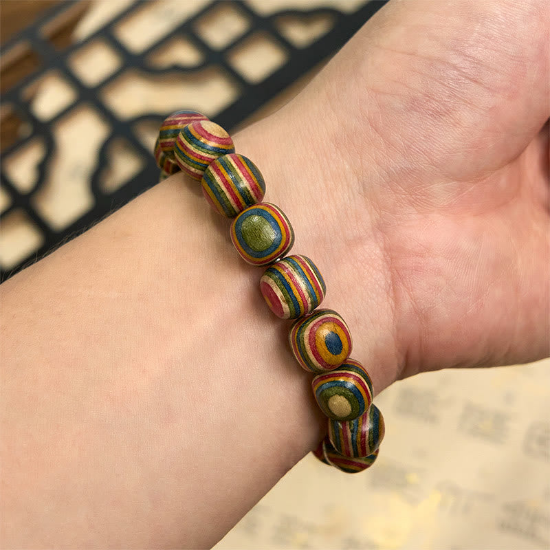 Buddha Stones Colorful Rainbow Eucalyptus Gourd Positive Bracelet - image 5